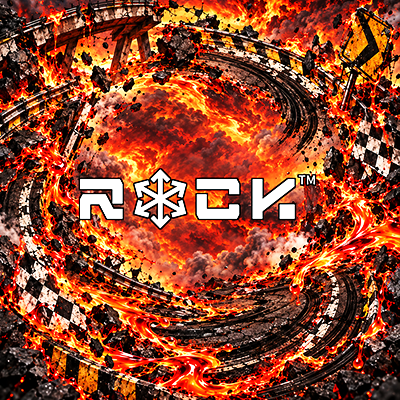 Fiery racetrack artwork